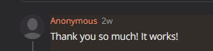 Anonymous replied with Thank you